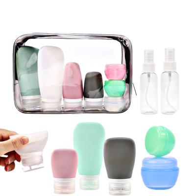 China Custom Reusable Refillable Kit Airplane Toiletry 2oz Silicone Refill Lotion Travel Organizer Set Airline Travel Bottles Kit Amenity for sale