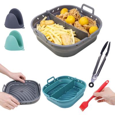 China 2023 New Product Ideas Viable Reusable Reusable Silicon Air Fryer Liners 8.5inch Silicone Airfryer Basket Divider Oven Accessories for sale