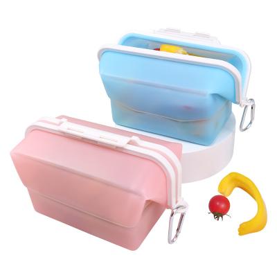 China Logo Print Custom Foldable Viable 100% Food Grade Silicone Food Sandwich Bag Storages Bags Reusable Silicon Travel Food Box Pouches for sale