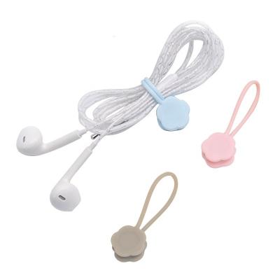 China Soft Dust-Repellent Silicone 12 Pack Reusable Silicone Cable Twist Ties Earphone Cord Holder Magnet Magnetic Earphone Wrap Winder Organizer for sale