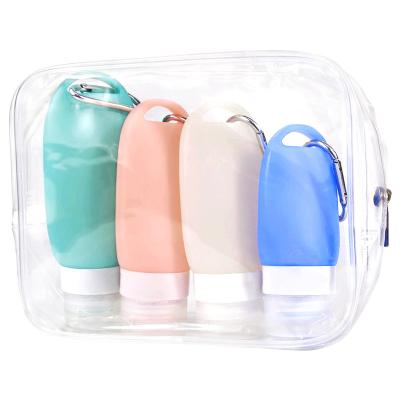 China Refill empty hand sanitizer travel size bottle custom travel gel hand sanitizer lotion with carabiner travel bottle set with key chain set for sale