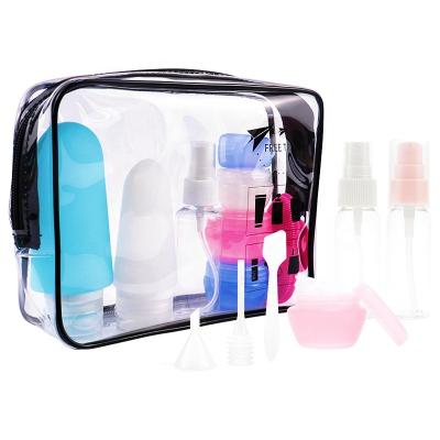 China Travel Camping Increasing Airplane Portable Silicone Leakproof Squeezable Lotion Bottles Travel Sizes Empty Bottle Cosmetics Travel Bottle Set Kit With Bag for sale