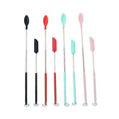 China Wholesale Disposable Set Silicone Tableware Baby Spoon Bottle Telescopic ScraperJam Jar Cookie Spatula For Ladies Personal Skin Care Tools for sale