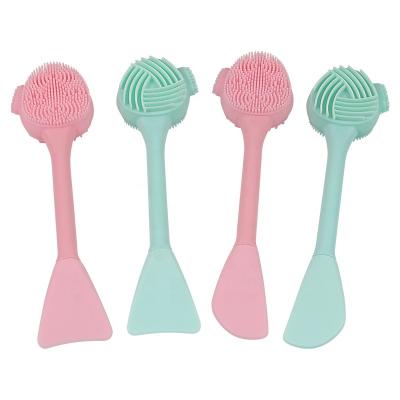 China Pore ​​Remover Silicone Massage Cleansing Mask Facial Brush Free Samples Lowest Price High Quality Silicon Soft Double Head Face Products for sale