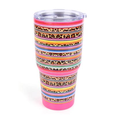 China Disposable monogram leopard serape 30OZ stainless steel tumbler rainbow cup cups for sale