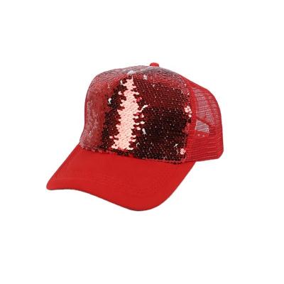 China Breathable & Waterproof Magical woman Bling Reversible glitter Baseball Cap Custom Logo Ponytail Hats Sequin Hat for sale