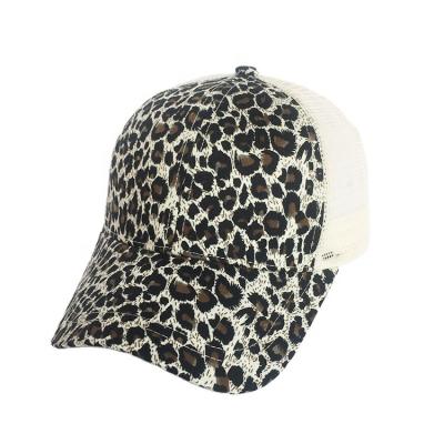 China breathable & New Arrival Ladies Women Leopard Print Baseball Cap Ponytail Animal Hats Waterproof Warm Trucker Hats for sale