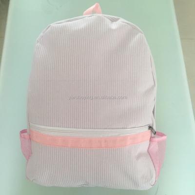 China Wholesale Raincoat Most Popular Monogram Girls and Boys Personalized Cotton Seersucker Backpack for sale