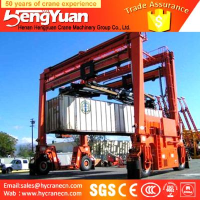 China 40t rubber tyre stacking container low profile Container gantry crane, staddle carrier for sale