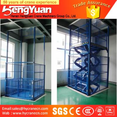 China guide rail lift /telescopic lift /guide rail hydraulic cargo lift for sale