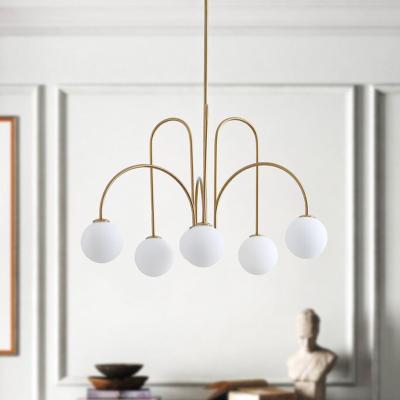 China Modern Modern Chandelier 5 Light Frosted Glass And Globe Finish Led Indoor Decorative Pendant Lights Empire Chandelier for sale