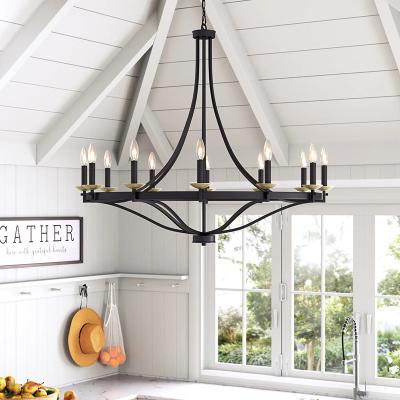 China Modern Modern Decoration Metal Iron Glass Hanging Chandelier Black Modern E12 Indoor Pendant Lights for sale