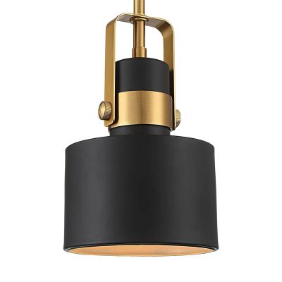 China Courtney Burnished Brass Mini Pendant Modern Wide Shade Industrial Black Fixture Lighting 6 1/2