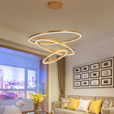 China Modern Modern Led Line New Design Pendant Lighting Ring Round HuaHuang Living Room Hotel Circle Chandelier for sale