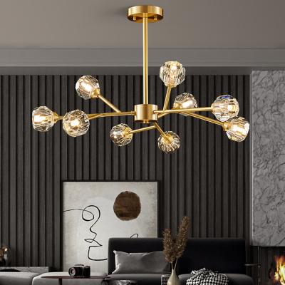 China Modern Luxury Decorative Led Iron Pendant Light Bedroom Gold Living Room Ceiling Chandeliers for sale