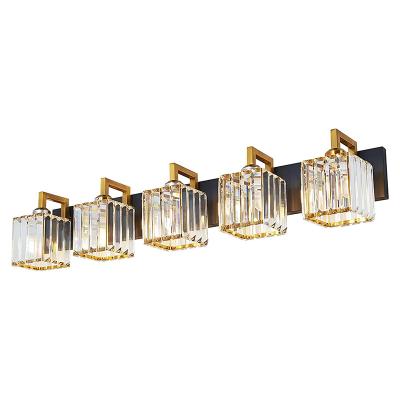 China Modern Mirror Crystal Bathroom Vanity Lights Over Led Modern Mirror Front Light Stainless Steel Finish Wall Lights Lamp Fixtures for sale