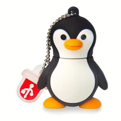 China Silicone PVC USB Flash Drive 128GB WRITE SPEED Cute Penguin Pattern USB Drive Thumb Drives USB 2.0 Memory Stick For External Data for sale