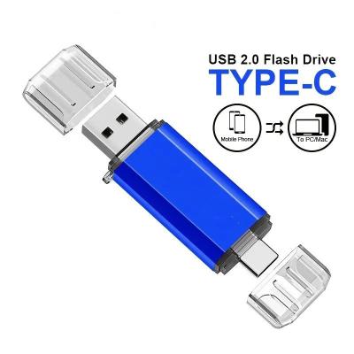 China Can Type C Flash Drive 2 in 1 OTG USB 2.0 + USB C Memory Stick with Dual Key Type USB C Thumb Drive Photo Stick Chain 128GB 64GB Jump for sale