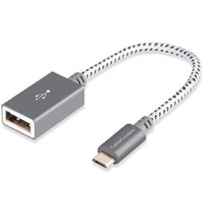 China CableCreation Micro USB Adapter Mobile Phone Micro USB OTG Male To USB 2.0 Female Adapter Cable Space OTG Aluminum Gray for sale