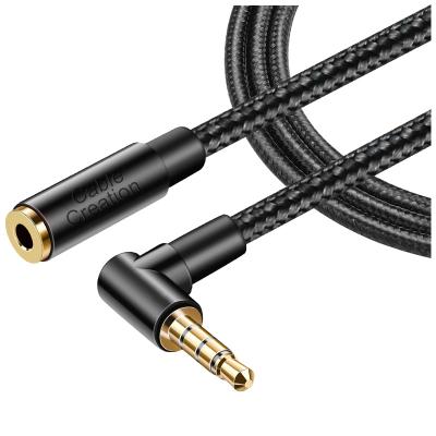 China COMPUTER 3.5mm 4 Pole Audio Stereo Extension Cable Right Angle 3.5mm Male To Female TRRS Audio Stereo Cable for sale