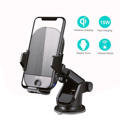 China 15W Qi Wireless Technology Car Phone Mount Qi Wireless Charger Holder Auto Air Vent Clip Windshield Dash Mount Holder With Sucker for sale