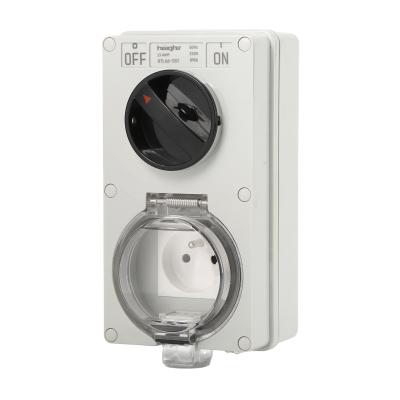 China French Type Rotary Chosen Size Electrical Box HTL66-FRS Plastic Waterproof Electrical Cabinet Socket Switch Waterproof Socket Combination for sale