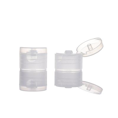 China Non Spill 28/410 Recycled Transparent Flip Plastic Caps For Cosmetic Lotion Bottle for sale