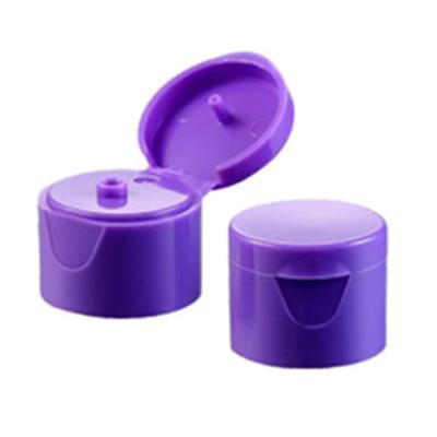 China Non Spill 24/410 Flip Top Bottle Cap Plastic Flip Caps Purple 20 / 410 For Shampoo Bottle for sale