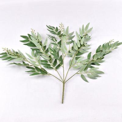 China 5 Forks Willow Leaves Simulation Flower Arrangement Leaves in Fabrics and Plastics Wedding Stage Layout DIY Makers VF-086 for sale