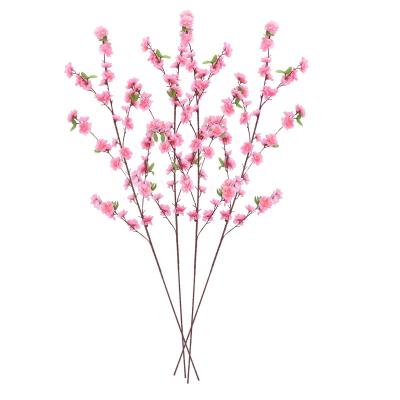 China VF-057 6 fork silk flower and plastic peach blossoms bouquet artificial flowers cheap flowers for hot sale wedding peach decorative flower home for sale