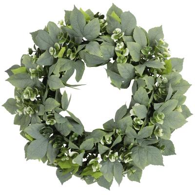 China VFL-039 Plastic Artificial Eucalyptus Garland Green Leaf Garland for Festival Front Door Wall Festival Window Decor for sale