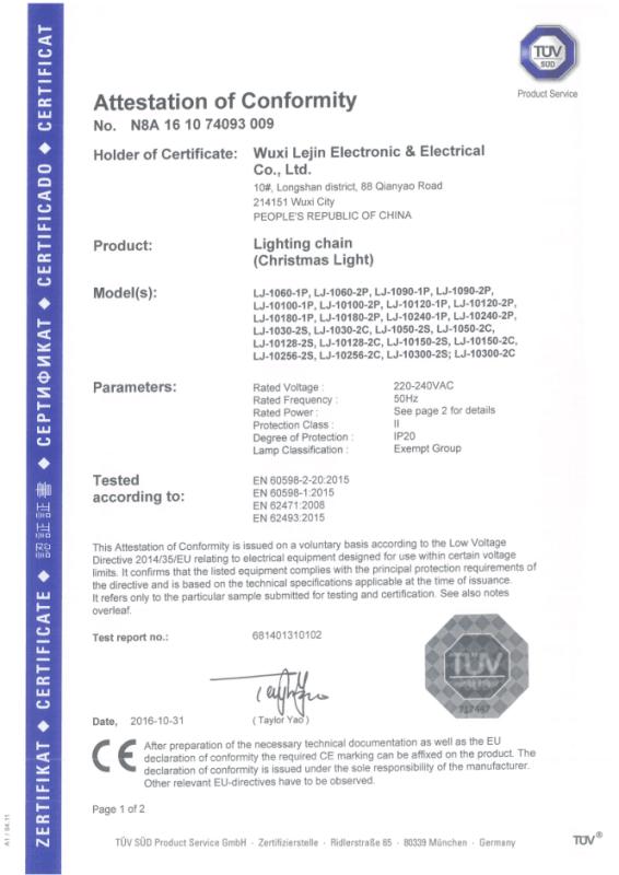 CE - Wuxi Lejin Electronic & Electrical Co., Ltd.