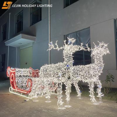 China commercial use led christmas light 3d reindeer pattern and sleigh outdoor lights for sale