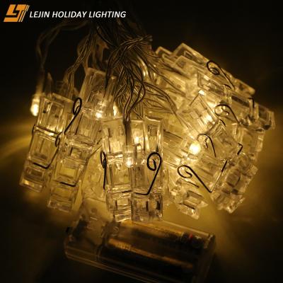 China Warm White 6M Fairy Lights Bedroom 20leds Wall Hanging Decoration Battery Operated Photo Clips Clips Warm White String for sale