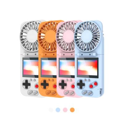 China 2021 New Creative Game Console Fan 2 In 1 Screen Mini Color Handheld Retro 500 Classic Games In 1 Portable Fan Game Console - for sale