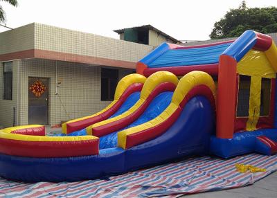 China Tobogán acuático inflable combinado de la casa de la despedida del arco iris con el carril y la piscina dobles en venta