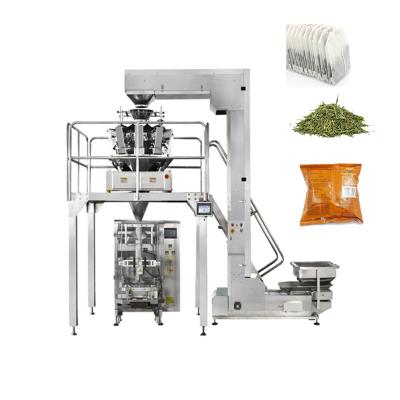 China Automatic Food Vertical Shape Pillow Bag Weighing Cookies Candy Chips Tea Pouch Packing Machine for sale