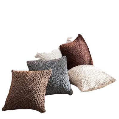 China 2021 Boho Design Wool Pillow Case Anti-static Decorative Twist Woven Car Cushion Cover Knitting Pillow for sale