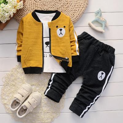 China Spring Casual 2019 Children's Clothing Jacket T-shirt and Pants Clothing Sets for Boys Cotton for sale