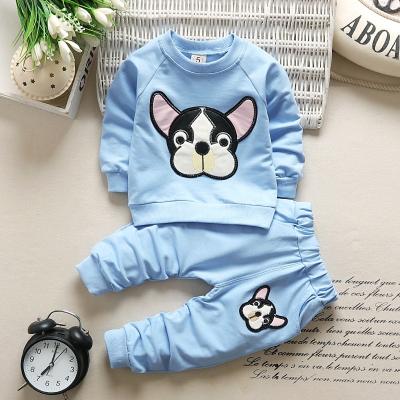 China Dog Cartoon Long Sleeve Sweater Kids Casual Wear 0-2 Years Old Boy Girl Costume Set Clothing for sale