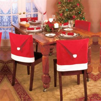 China 60*50cm Modern Christmas Chair Back Cover Santa Clause Red Hat Christmas Decoration For New Year Decor Decoracion Home Navidad for sale