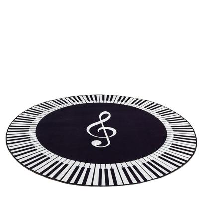 China New Washable Carpet Music Symbol Piano Keys Black White Round To Carpet Anti Slip Covers Home Bedroom Foot Pads Floor Decoration for sale