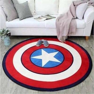 China PET FRIENDLY Captain America Shield Printed Round Carpet Soft Carpets For Living Room Cover Chair Floor Anti-Slip Mat For Home Decor Kids Room for sale