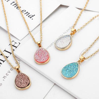 China New ALLOY Fashion Gold Resin Druzy Choker Necklace For Women Fashion Statement Necklace Jewelry Pendant Wholesale for sale