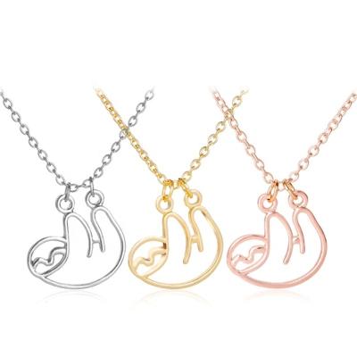 China BOHEMIA 3 Colors Sloth Design Animal Necklace Sloths Necklace Jewelry Cute Animal Pendant Necklace Hollow Tiny Animal Charm for sale