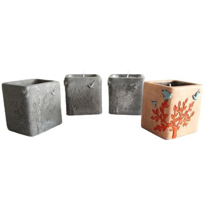 China Handmade concrete pot cement pot cement candle jar for sale