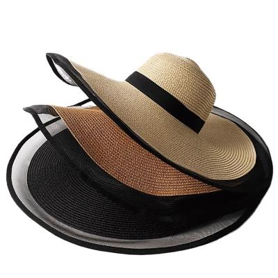 China New Fashion Comfortable Wholesale Outdoor Summer Big Rim Sun Hats Women Sunscreen Beach Straw Hat for sale