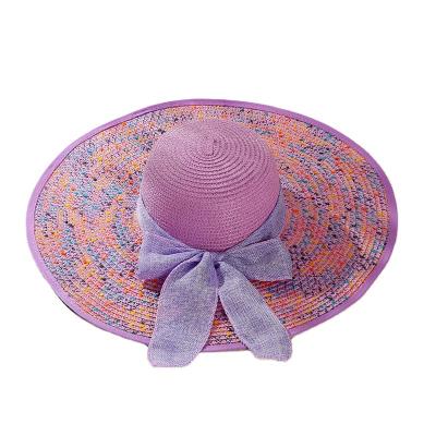 China Dark Blue Women Straw For Beach Hat Customization Summer Big Brim Beach Sun Hat Comfortable Wholesale Sun Hat for sale