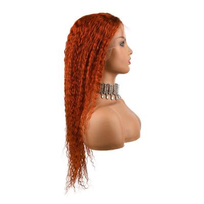 China Unprocessed French Curl Hd Virgin Remy Hair WigsLace Frontal Wigs Ginger Orange Color Human Hair Wigs for sale