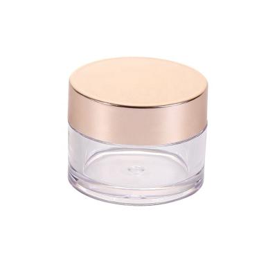 China 15ml 20g Round Petg Single Wall Cosmetic Thick Jar Hard Plastic Jar With Shiny Rose Gold Cap Petg Cosmetic Skin Care Cream Jars Seal Box for sale